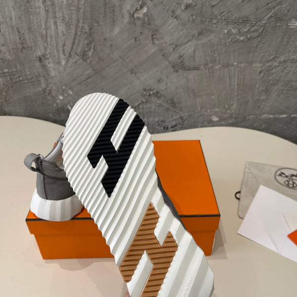 HM Bouncing 35 Sneakers Grey Mesh Transparent Canvas & Suede Goatskin H Black Light Brown