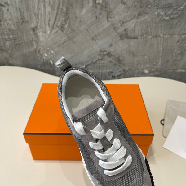 HM Bouncing 35 Sneakers Grey Mesh Transparent Canvas & Suede Goatskin H Black Light Brown