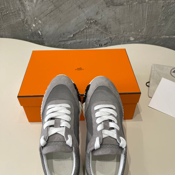 HM Bouncing 35 Sneakers Grey Mesh Transparent Canvas & Suede Goatskin H Black Light Brown