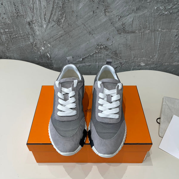 HM Bouncing 35 Sneakers Grey Mesh Transparent Canvas & Suede Goatskin H Black Light Brown