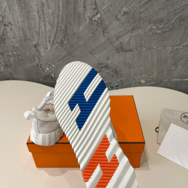 HM Bouncing 35 Sneakers Grey Mesh Canvas & Suede Goatskin H Blue Orange