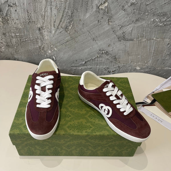 Sneaker bassa GG Barn Red Canvas Suede Vitello