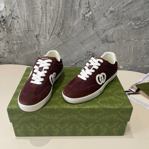 Sneaker bassa GG Barn Red Canvas Suede Vitello