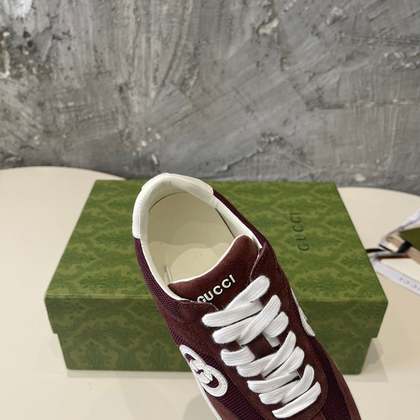 Sneaker bassa GG Barn Red Canvas Suede Vitello