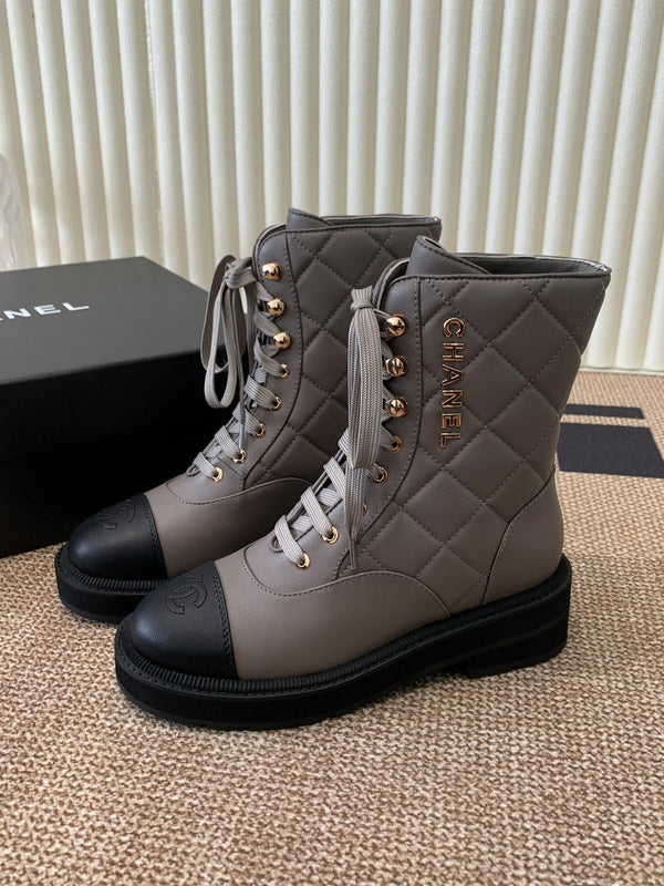 Chanel Electric Show Ankle Boot jBrown and Black Leather 507523