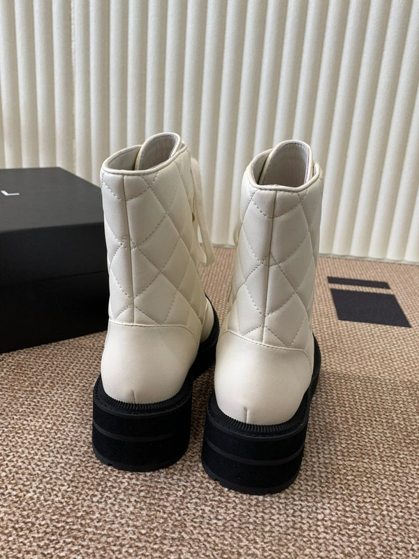 Chanel Electric Show Ankle Boot Cream and Black Leather 507521