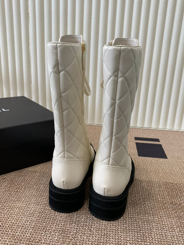 Chanel Electric Show Boot Cream and Black Leather 507522