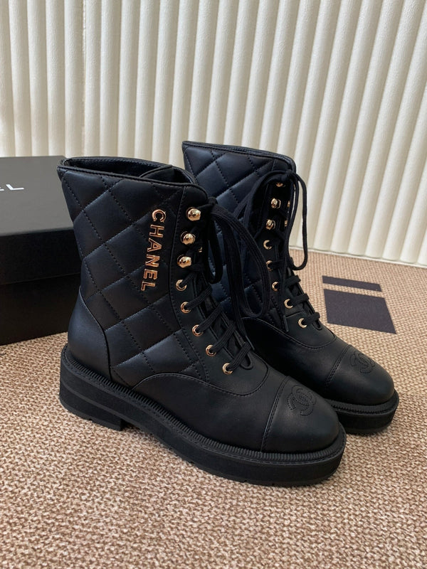 Chanel Electric Ankle Show Boot Black Leather 507526