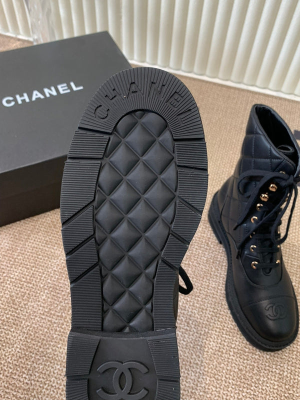 Chanel Electric Ankle Show Boot Black Leather 507526