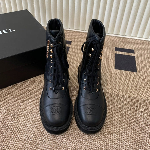 Chanel Electric Ankle Show Boot Black Leather 507526