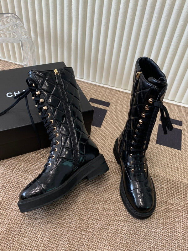 Chanel Electric Show Boot Black Glossy Leather 507528