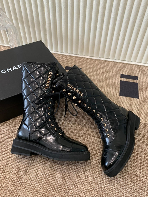 Chanel Electric Show Boot Black Glossy Leather 507528