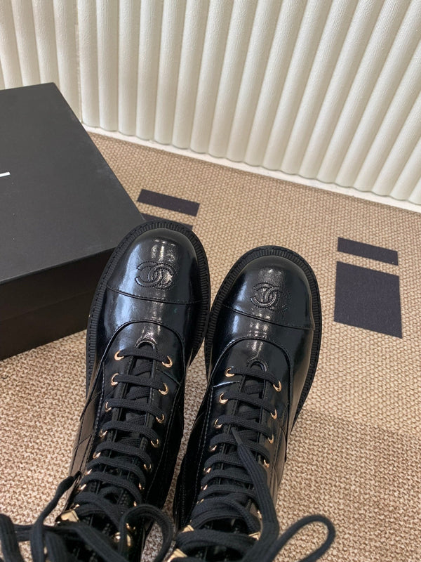 Chanel Electric Show Boot Black Glossy Leather 507528