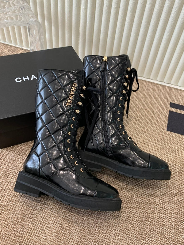 Chanel Electric Show Boot Black Glossy Leather 507528