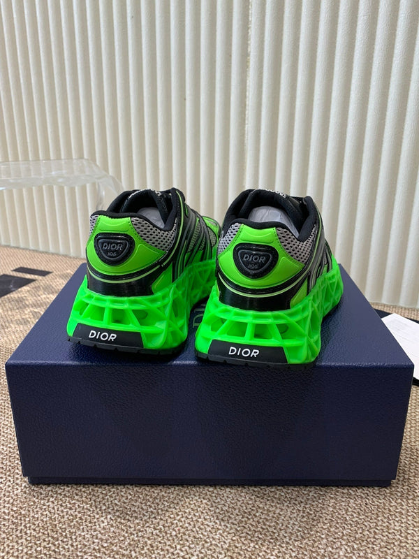 CD Sneaker B35 In Green Mix White Black Calfskin And Fabric 113119