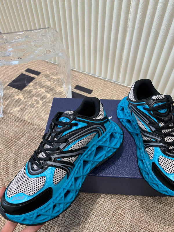 CD Sneaker B35 In Blue Mix White Black Calfskin And Fabric 113121