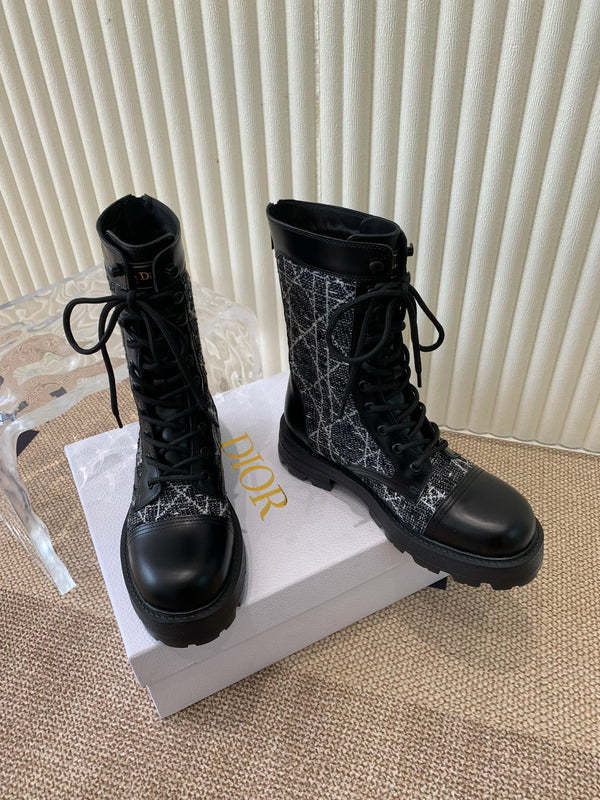 CD D-Unit Ankle Boot In Black Tweed Fabric And Cowhide 113474