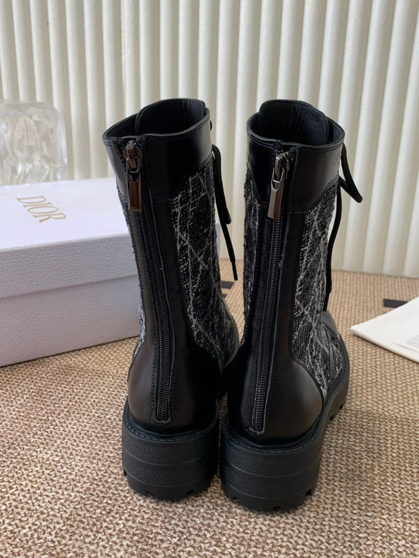 CD D-Unit Ankle Boot In Black Tweed Fabric And Cowhide 113474