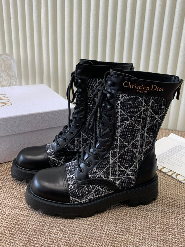 CD D-Unit Ankle Boot In Black Tweed Fabric And Cowhide 113474