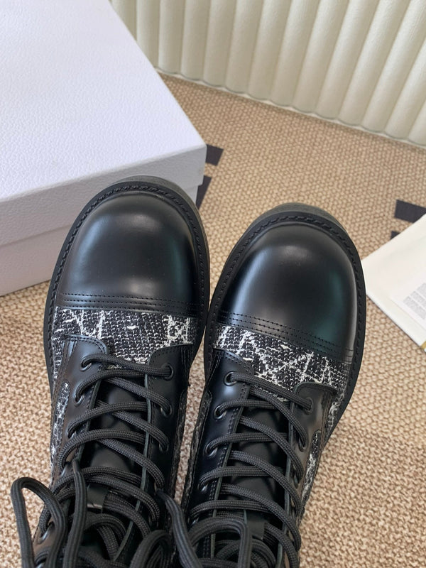 CD D-Unit Ankle Boot In Black Tweed Fabric And Cowhide 113474