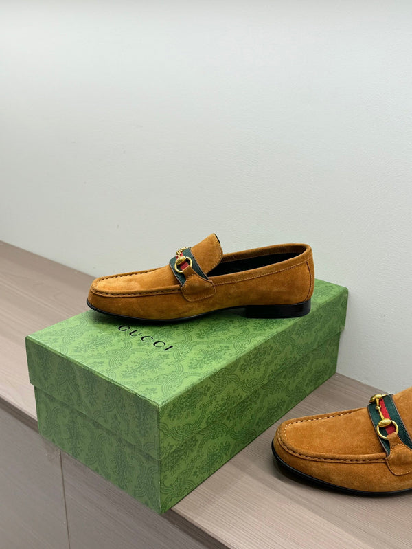 GG Men's Horsebit Loafer Brown Suede 542460