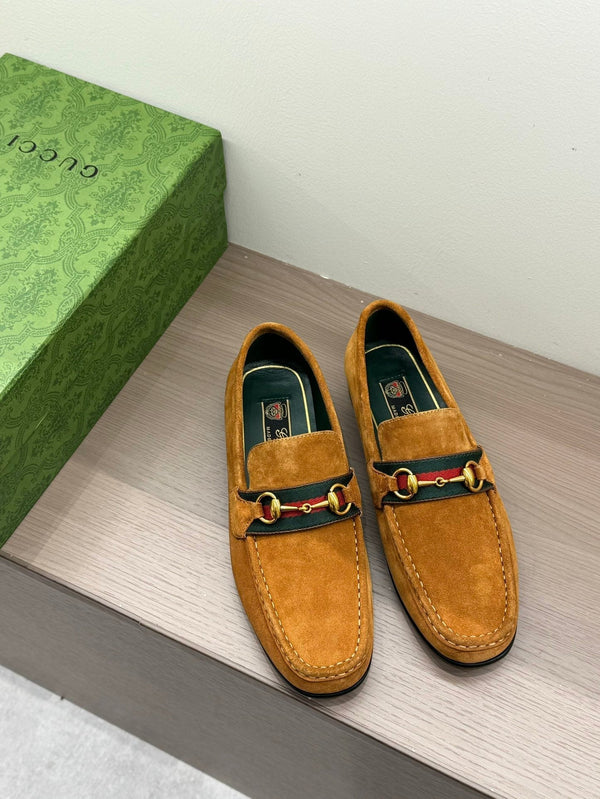 GG Men's Horsebit Loafer Brown Suede 542460