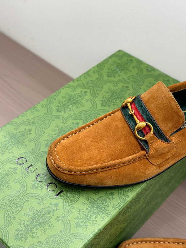 GG Men's Horsebit Loafer Brown Suede 542460