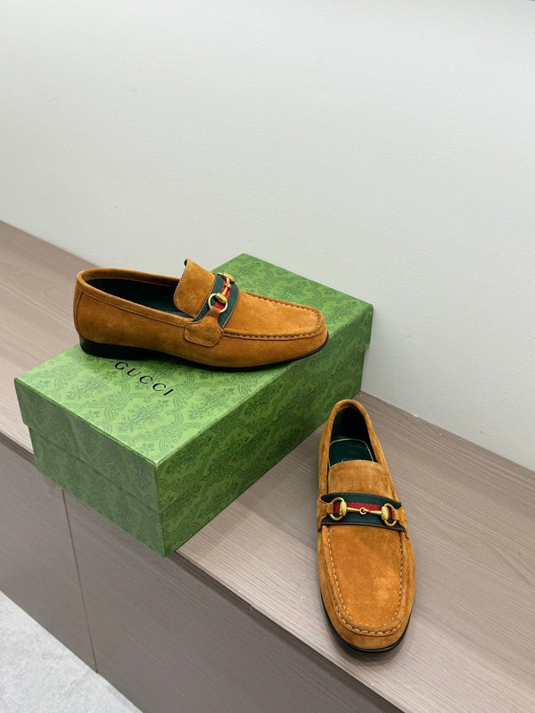 GG Men's Horsebit Loafer Brown Suede 542460