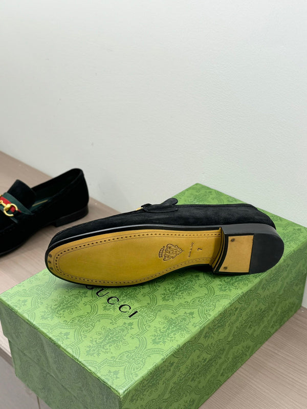 GG Men's Horsebit Loafer Black Suede 542461