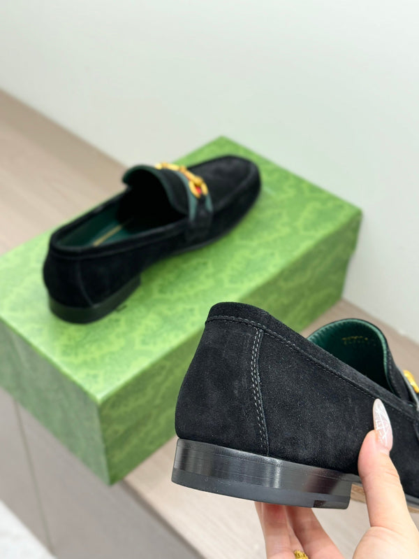 GG Men's Horsebit Loafer Black Suede 542461