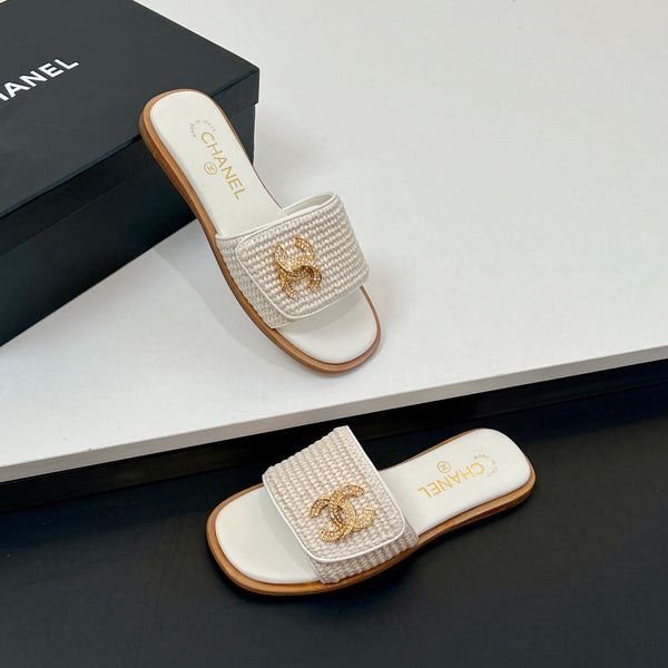 Ciabatte CC in fibra di palma bianca 149725