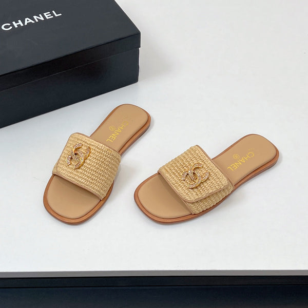 Ciabatte CC in fibra di palma beige scuro 149727