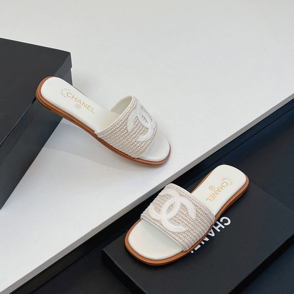 Ciabatte CC in fibra di palma bianca 149736