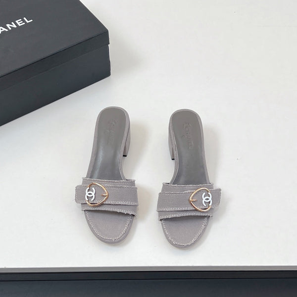 CC Mule Sandals In Grey Canvas Fabric 149438