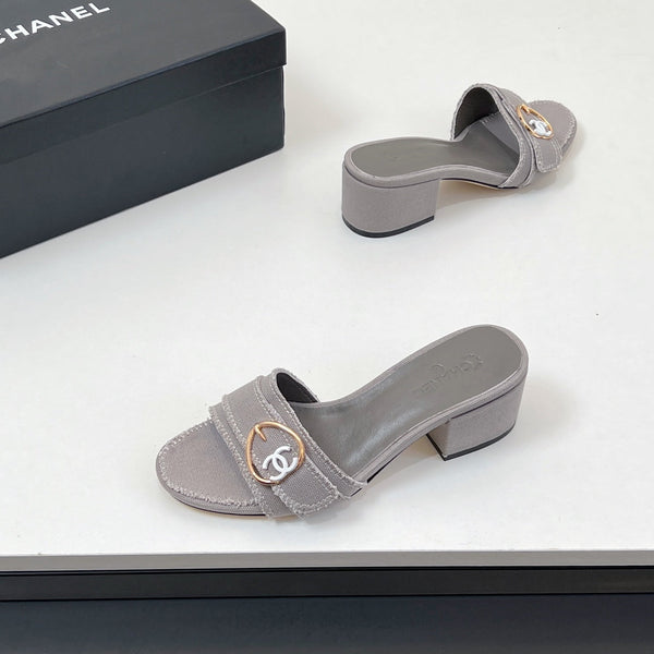 CC Mule Sandals In Grey Canvas Fabric 149438