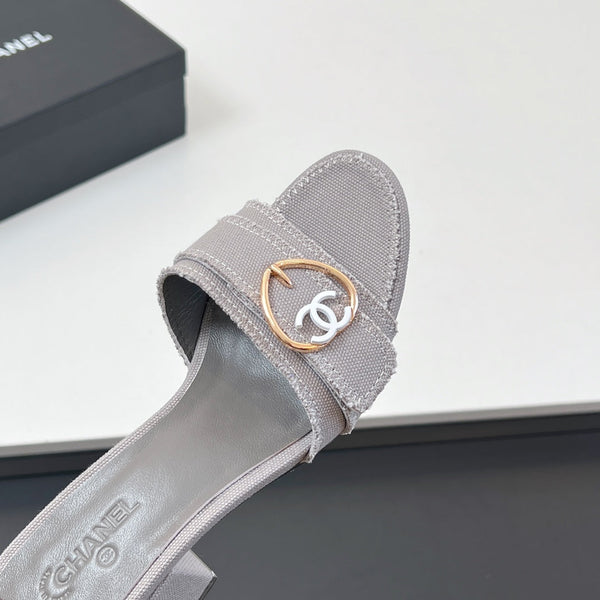 CC Mule Sandals In Grey Canvas Fabric 149438