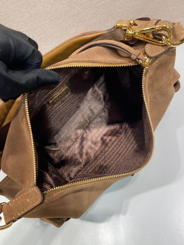 Borsa PRA Explorer in pelle scamosciata marrone 341105