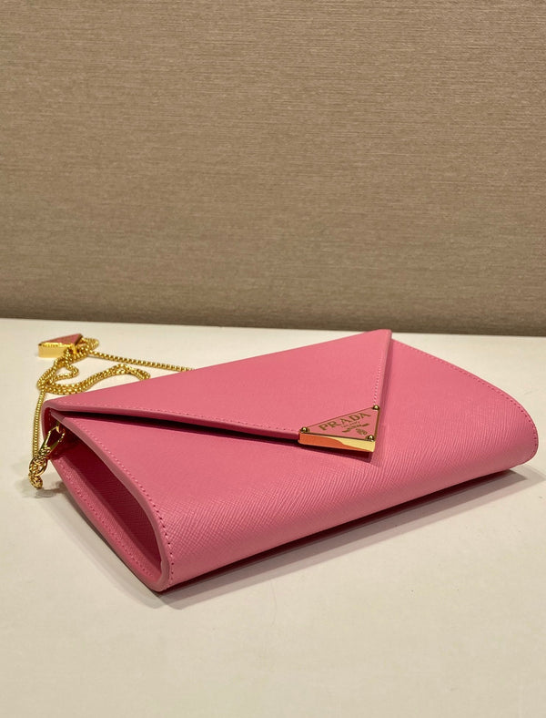 PRA Cross pattern envelope bag pink leather 341153