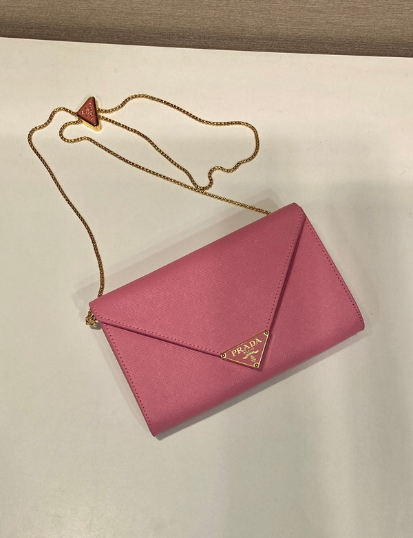 PRA Cross pattern envelope bag pink leather 341153