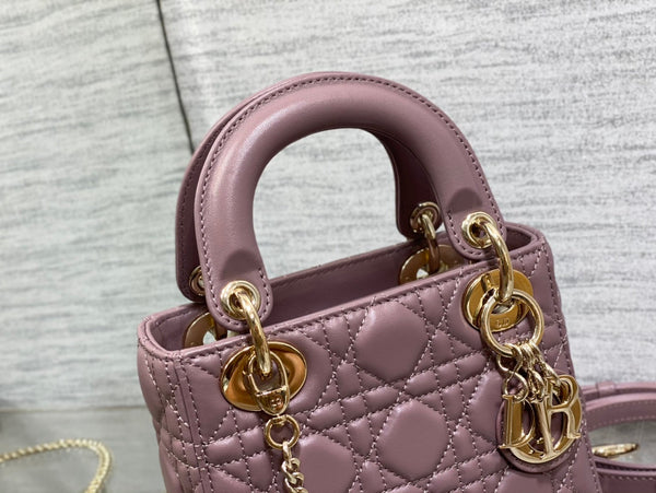 mini lady 17 blu lilla pelle di agnello