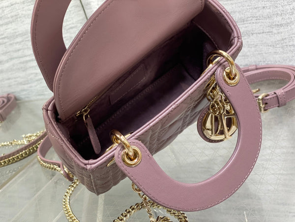 mini lady 17 blu lilla pelle di agnello