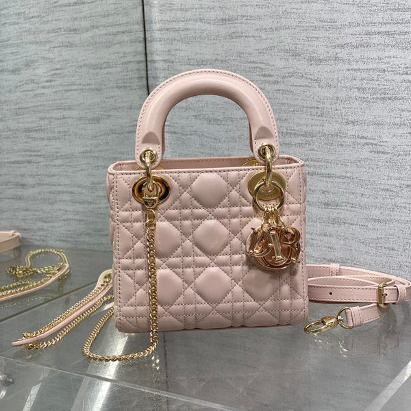 BORSA MINI DA DONNA 17 IN PELLE DI AGNELLO ROSA CHIARO