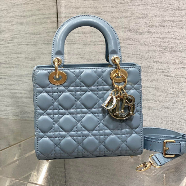 BORSA MINI DA DONNA 20 IN PELLE DI AGNELLO BLU CERULEO