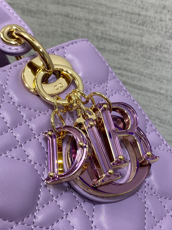 Borsa da donna 20 cm in agnello viola