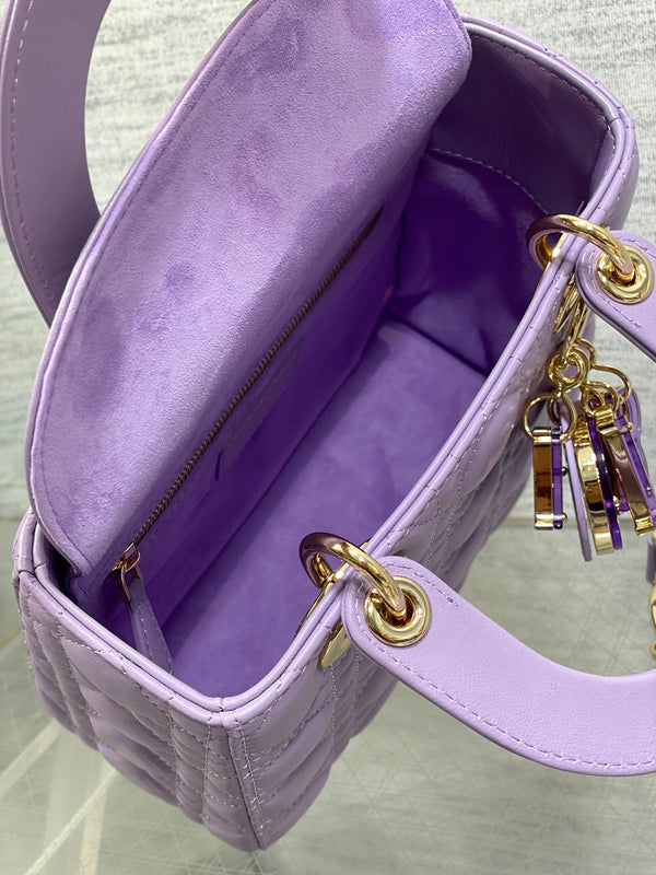 Borsa da donna 20 cm in agnello viola