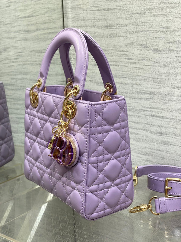 Borsa da donna 20 cm in agnello viola