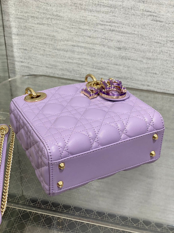 Borsa da donna 17 cm in agnello viola