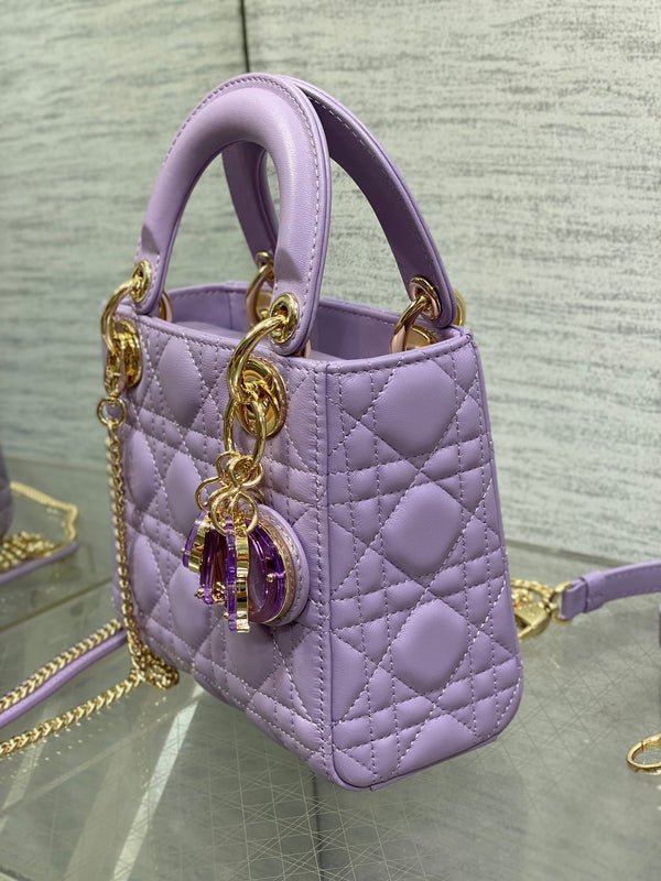 Borsa da donna 17 cm in agnello viola