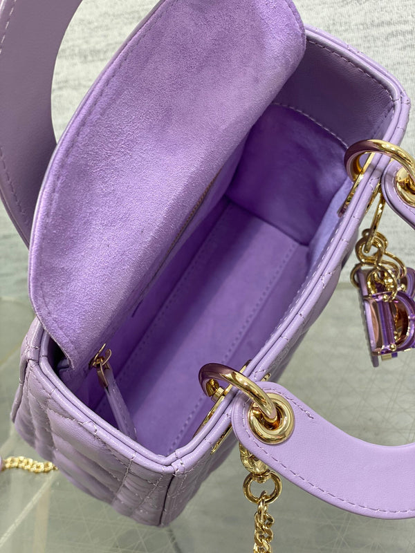 Borsa da donna 17 cm in agnello viola