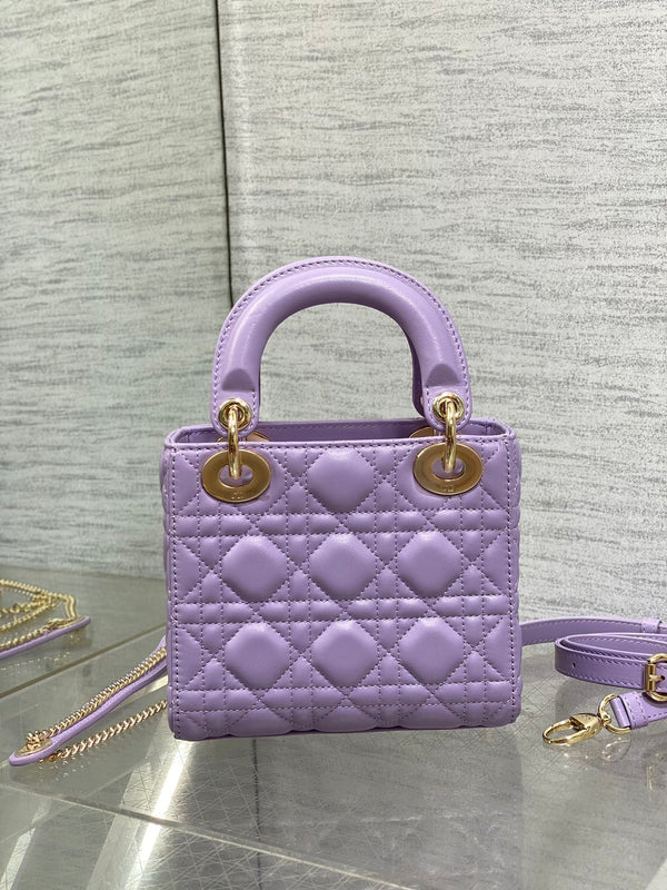 Borsa da donna 17 cm in agnello viola